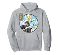 Toaster Surfing Kanagawa Wave Kawaii Hoodie - Minimalist Print Men Women - T-Shirt, Sweatshirt, Hoodie