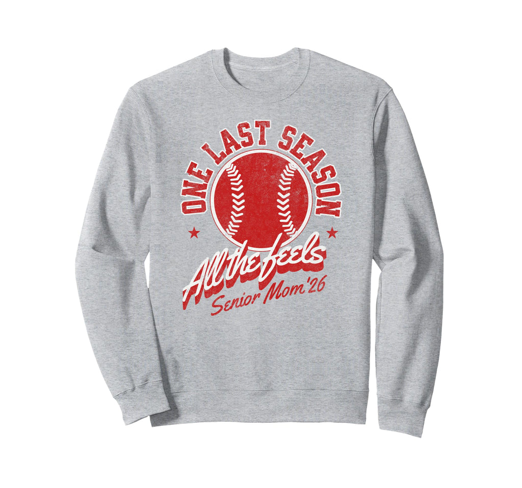 Baseball Senior Mom 2026 Distressed Sweatshirt - Unique Graphic for Adults - T-Shirt, Sweatshirt, Hoodie