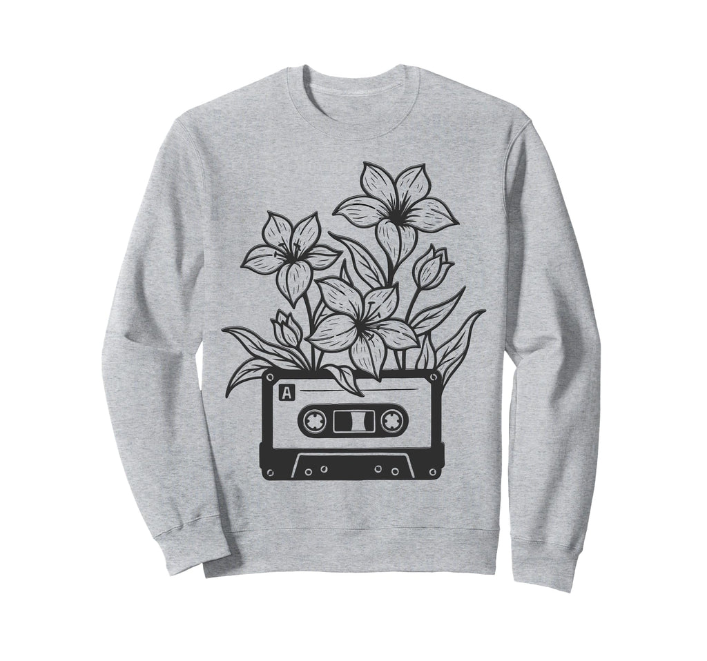 Cassette Tape Flowers Music 80S Sweatshirt - Streetwear Style for Adults - T-Shirt, Sweatshirt, Hoodie