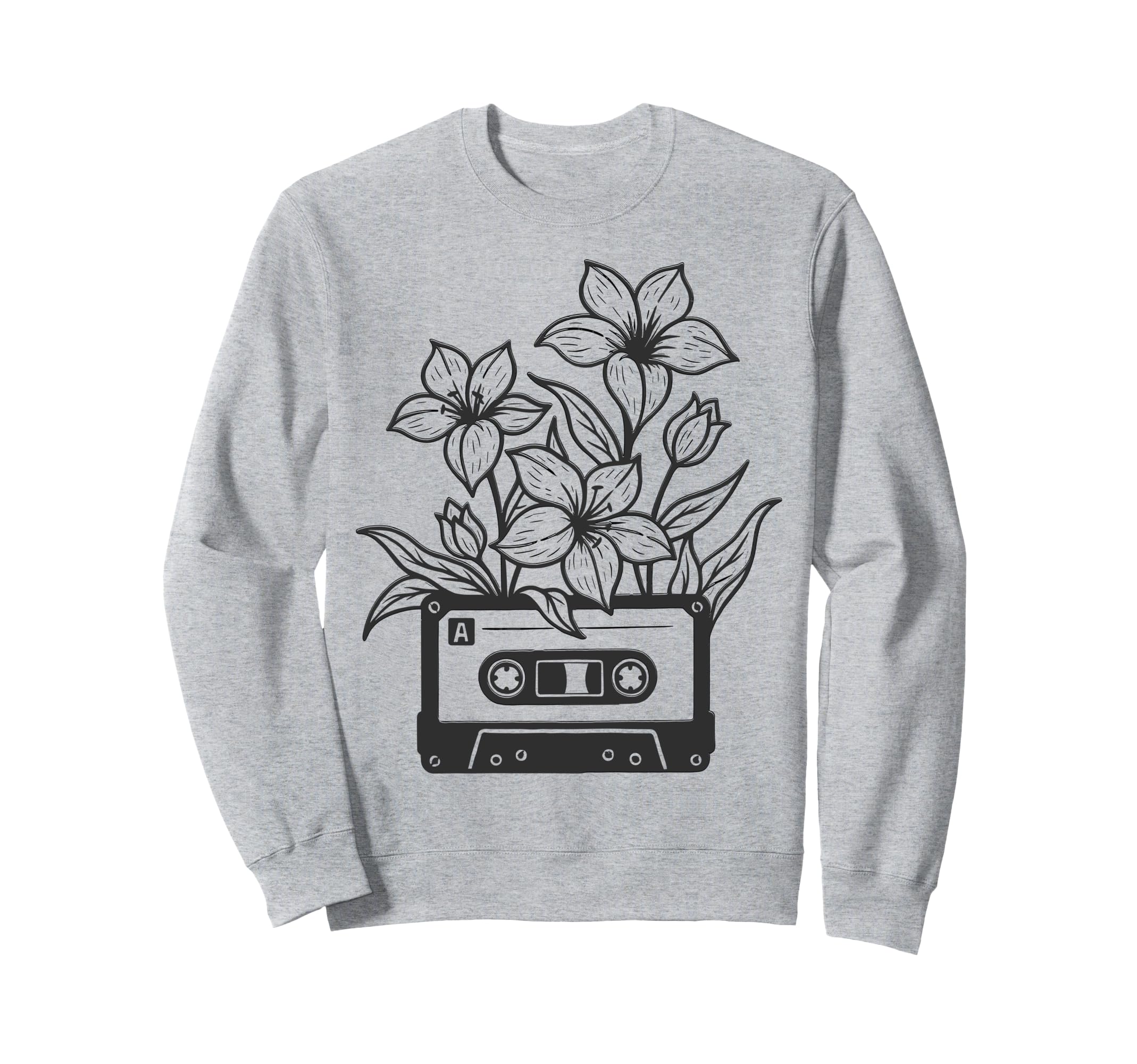 Cassette Tape Flowers Music 80S Sweatshirt - Streetwear Style for Adults - T-Shirt, Sweatshirt, Hoodie