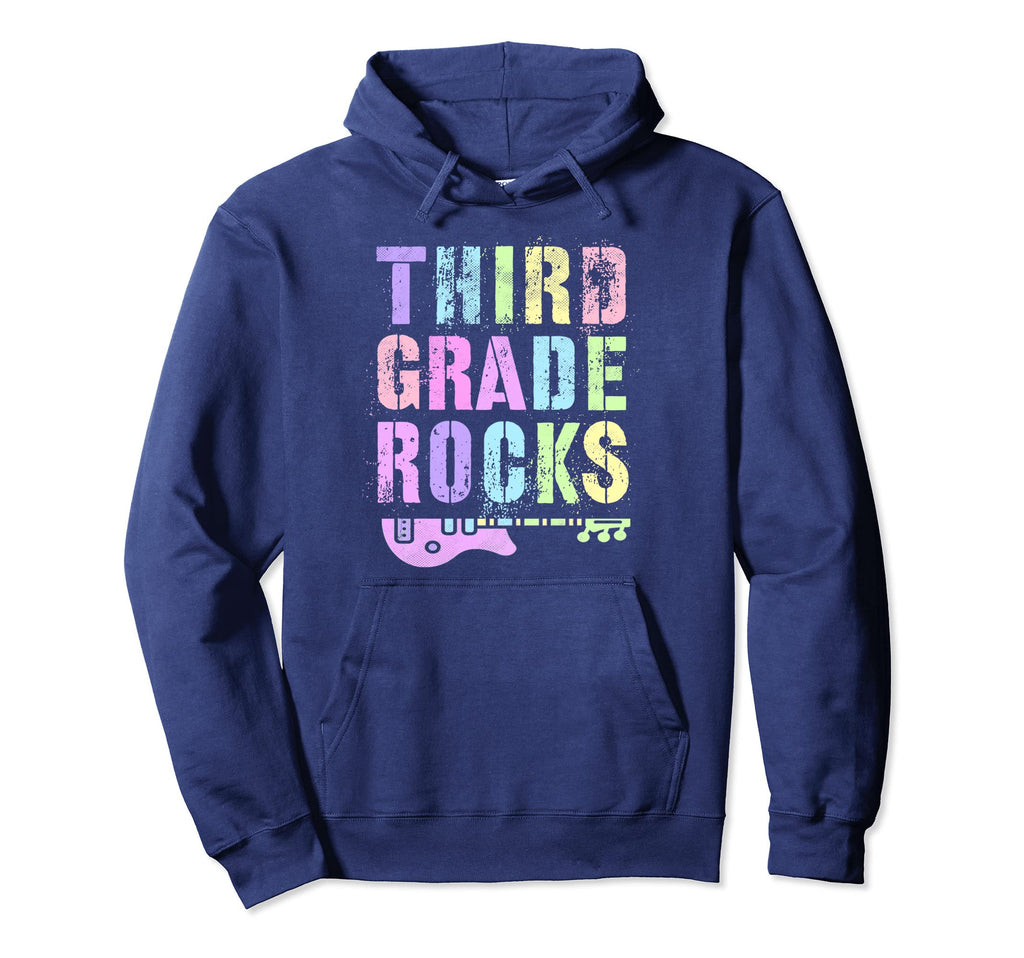 Third Grade Rocks Teacher Rockstar Vibes Hoodie - Unique Graphic Unisex - T-Shirt, Sweatshirt, Hoodie