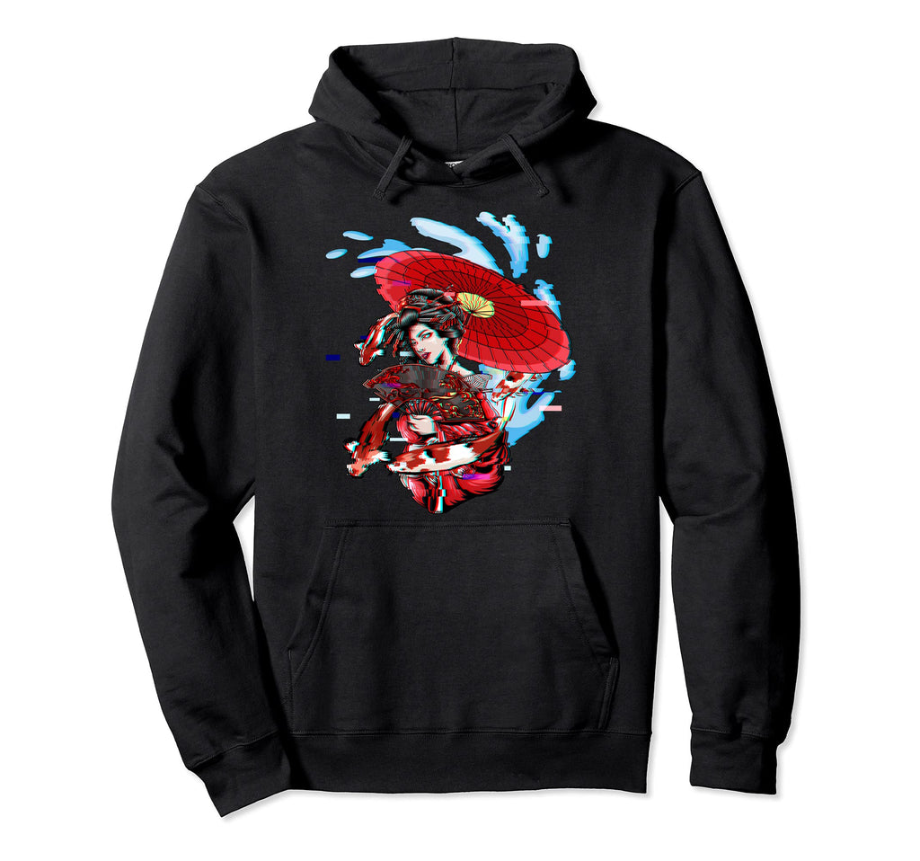 Geisha Vaporwave Japanese Koi Fish Carp Hoodie - Trendy Graphic for Adults - T-Shirt, Sweatshirt, Hoodie