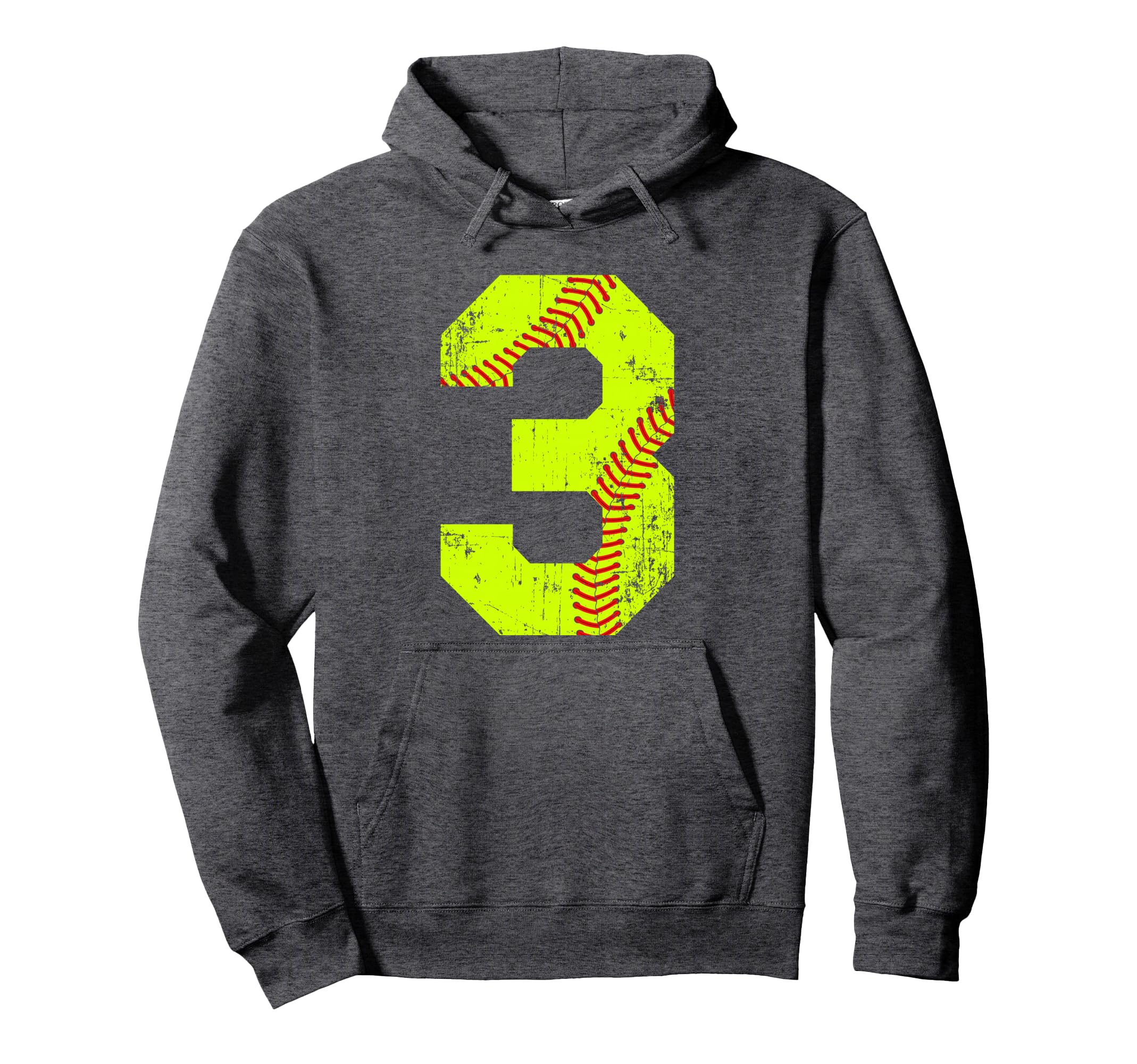 Softball 3 Jersey Number Hoodie - Novelty Apparel for Adults - T-Shirt, Sweatshirt, Hoodie