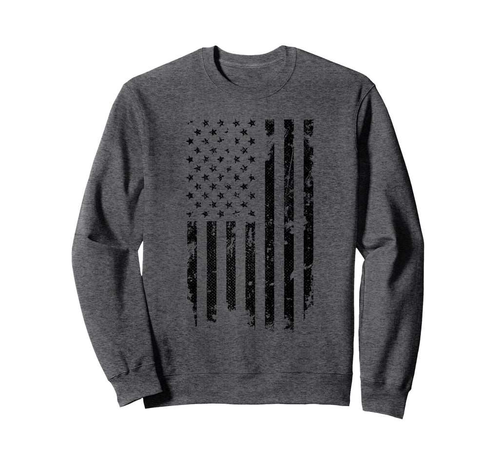Distressed American Flag Sweatshirt - Unique Graphic Men Women - T-Shirt, Sweatshirt, Hoodie