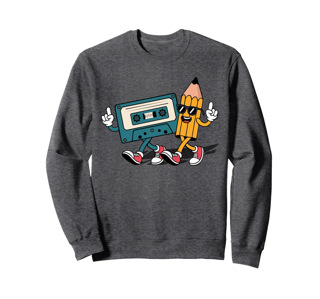 80S 90S Audio Cassette Tape Cartoon Sweatshirt - Streetwear Style Unisex - T-Shirt, Sweatshirt, Hoodie