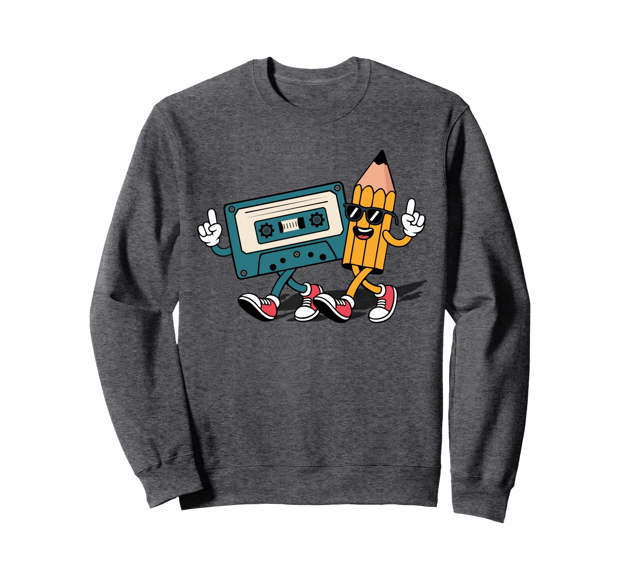 80S 90S Audio Cassette Tape Cartoon Sweatshirt - Streetwear Style Unisex - T-Shirt, Sweatshirt, Hoodie