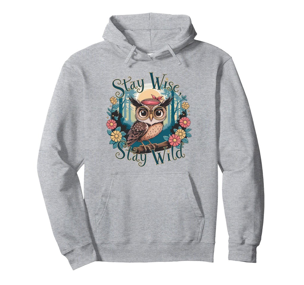 Owl Stay Wild Boho Nature Floral Hoodie - Custom Art Print for Adults - T-Shirt, Sweatshirt, Hoodie