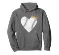 Royal Baseball Heart Crown Hoodie - Unique Graphic Unisex - T-Shirt, Sweatshirt, Hoodie