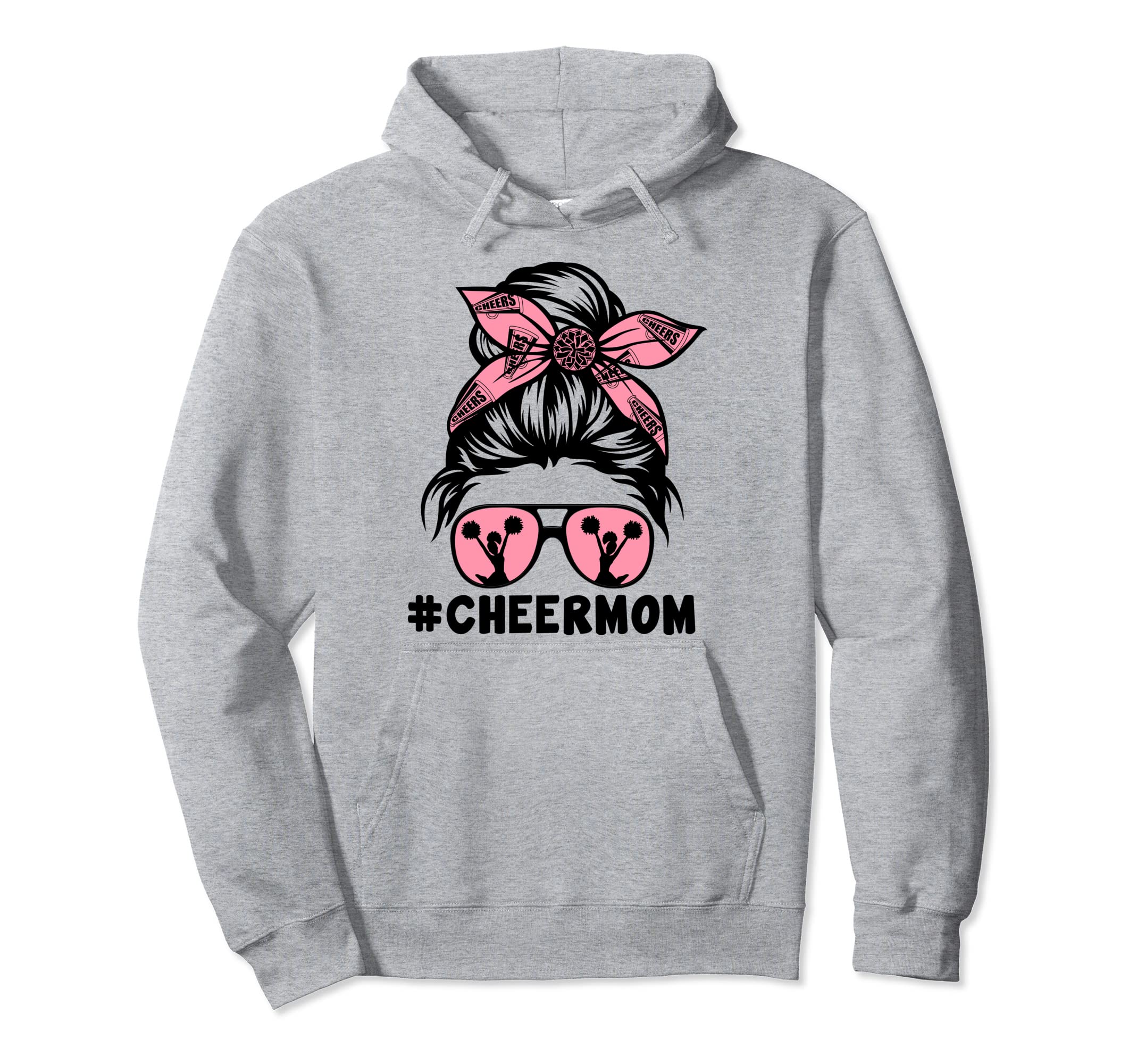 4Mjz Messy Bun Cheer Mom Cheerleader Hoodie - Aesthetic Graphic for Adults - T-Shirt, Sweatshirt, Hoodie
