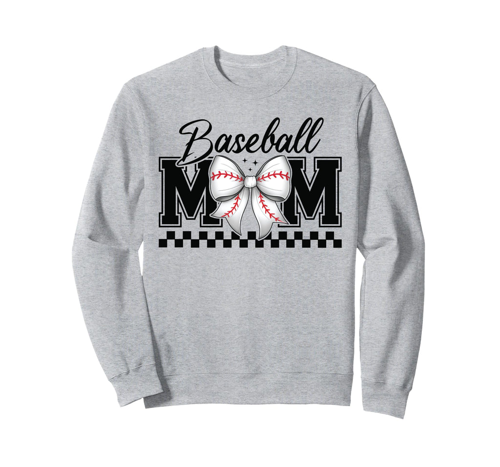Baseball Mom Coquette Bow Game Sweatshirt - Minimalist Print for Adults - T-Shirt, Sweatshirt, Hoodie