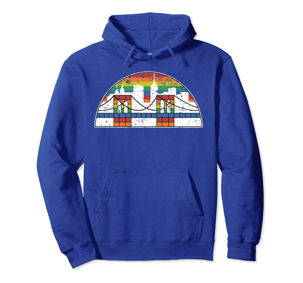 Brooklyn Bridge Rainbow Skyline Hoodie - Graphic Print Men Women - T-Shirt, Sweatshirt, Hoodie