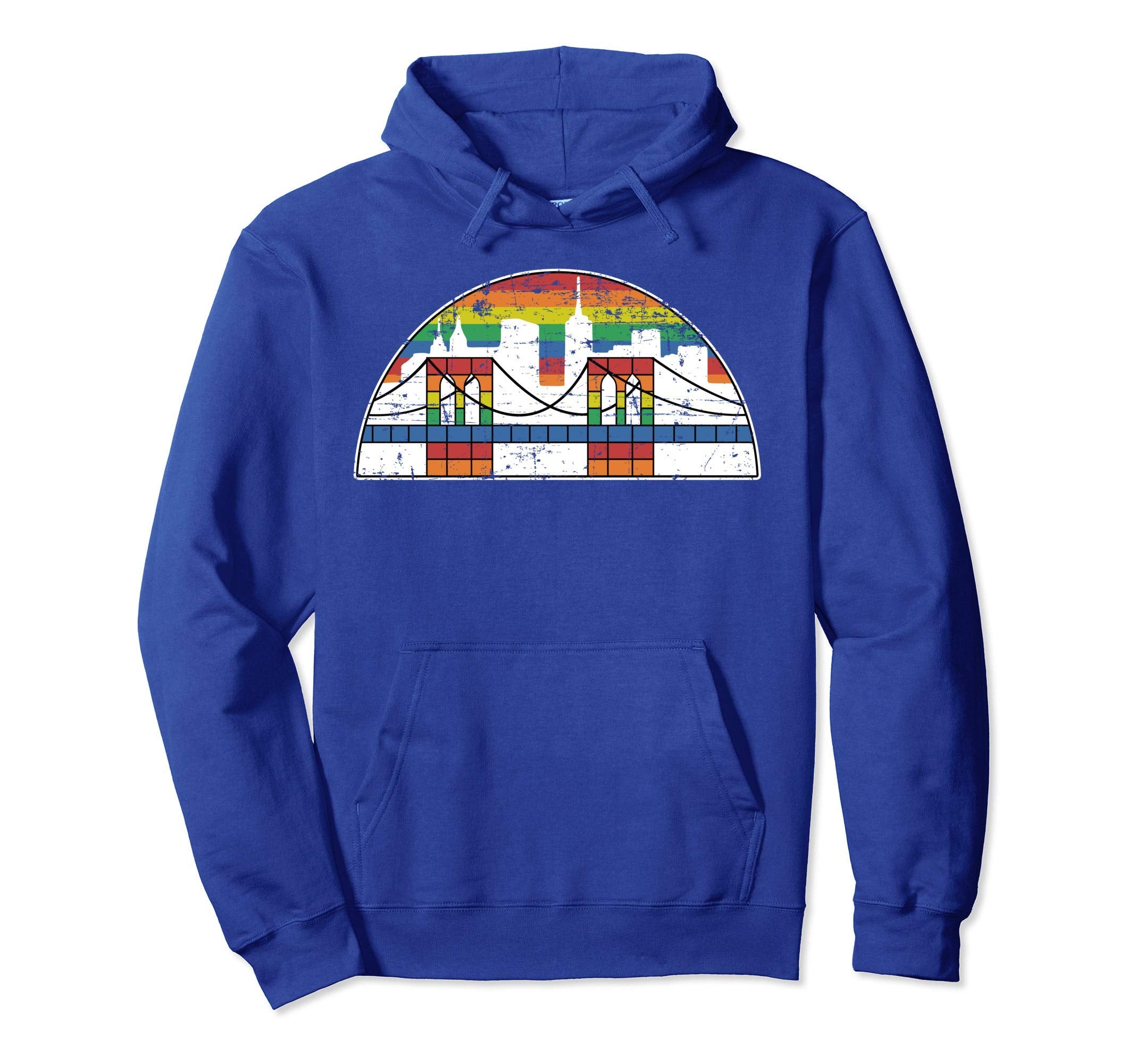 Brooklyn Bridge Rainbow Skyline Hoodie - Graphic Print Men Women - T-Shirt, Sweatshirt, Hoodie