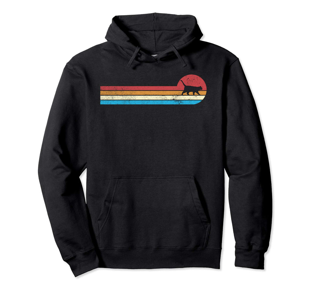 70S Stripe Distressed Cat Hoodie - Minimalist Print Men Women - T-Shirt, Sweatshirt, Hoodie