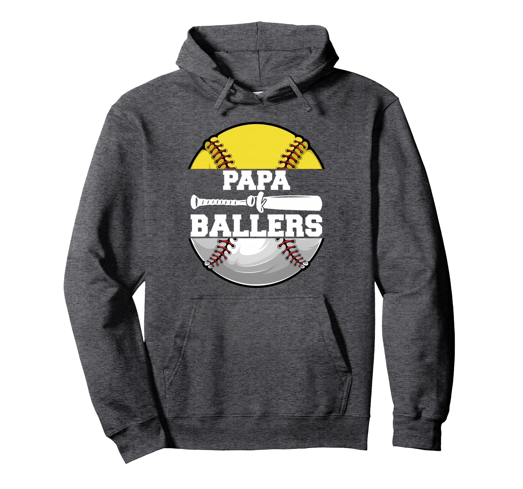 Papa Ballers Funny Softball Baseball Hoodie - Casual Everyday Wear Unisex - T-Shirt, Sweatshirt, Hoodie