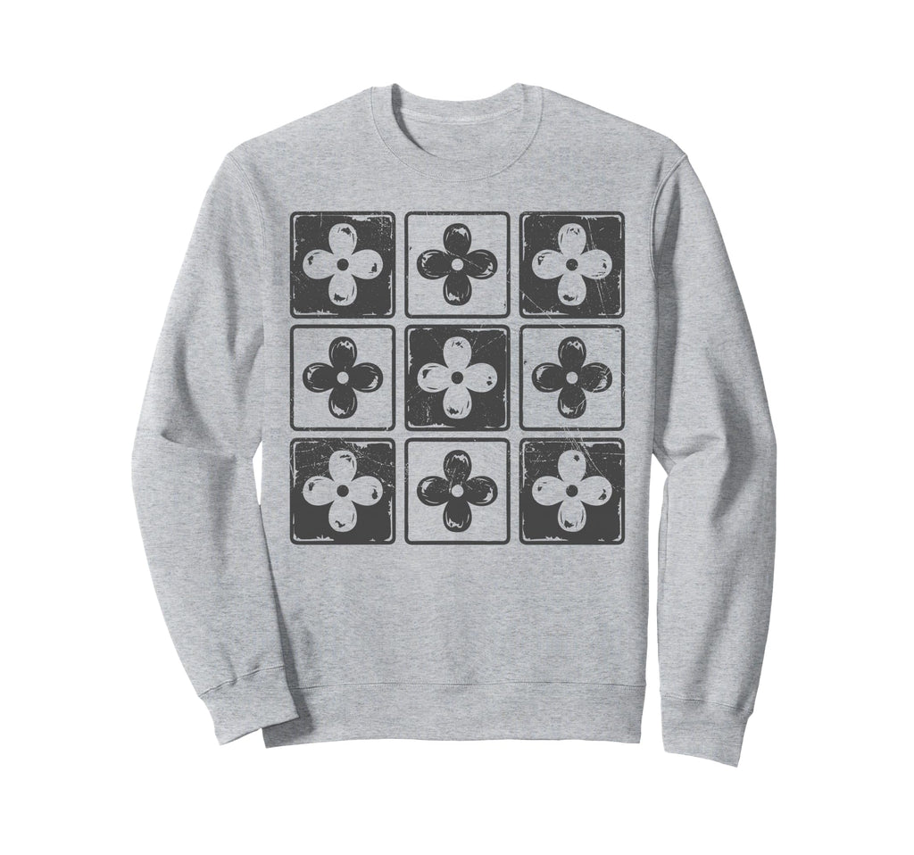 Colorful Checkered Flowers Tees Sweatshirt - Fun Novelty Design Men Women - T-Shirt, Sweatshirt, Hoodie