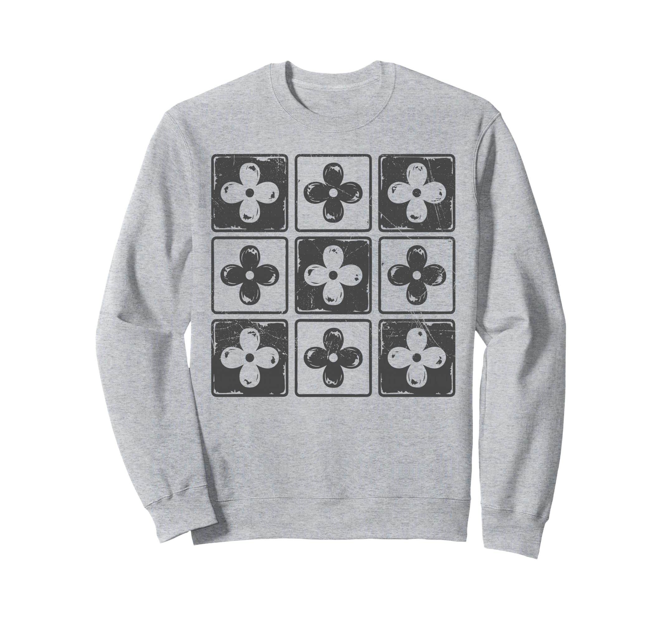 Colorful Checkered Flowers Tees Sweatshirt - Fun Novelty Design Men Women - T-Shirt, Sweatshirt, Hoodie