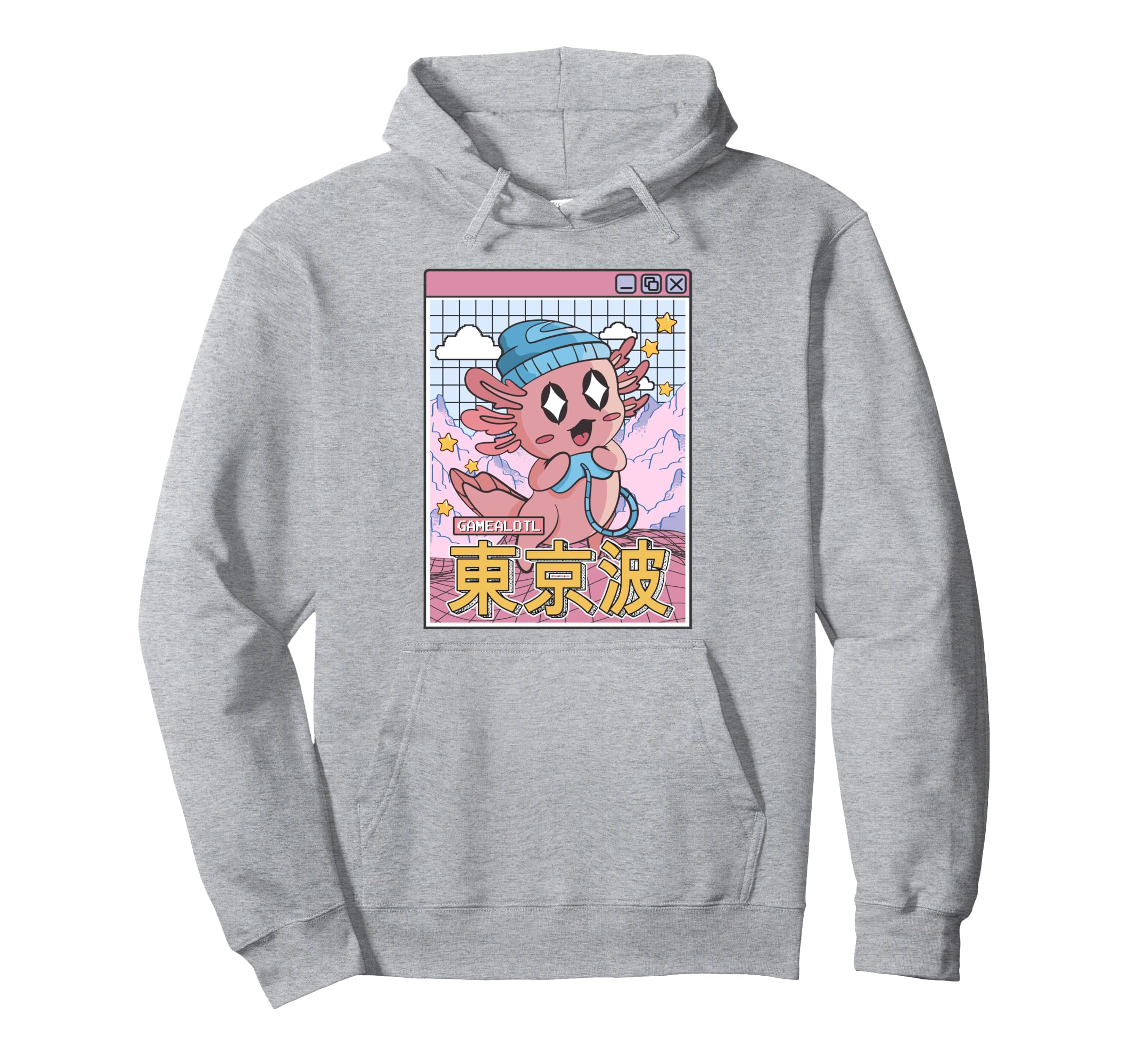 Happy Axolotl Gaming Vaporwave Hoodie - Casual Everyday Wear Men Women - T-Shirt, Sweatshirt, Hoodie