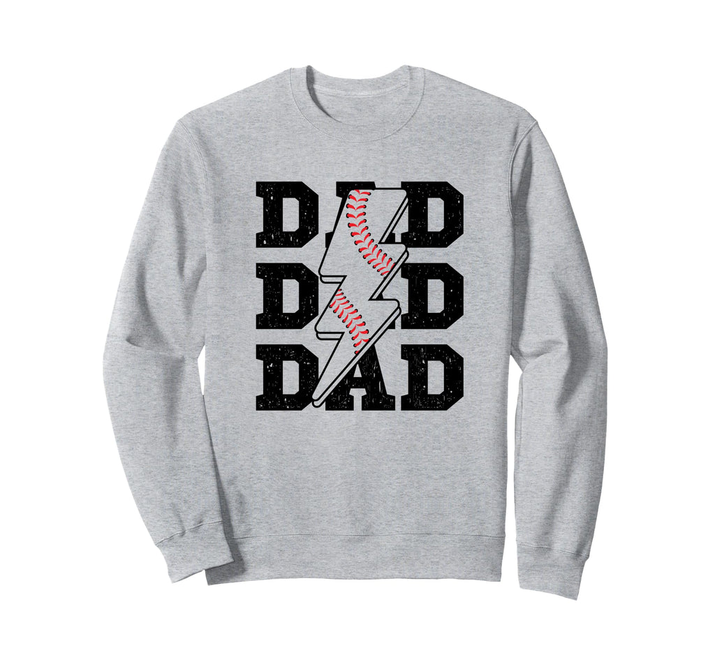 Baseball Dad Distressed Lightning Sweatshirt - Custom Art Print for Adults - T-Shirt, Sweatshirt, Hoodie