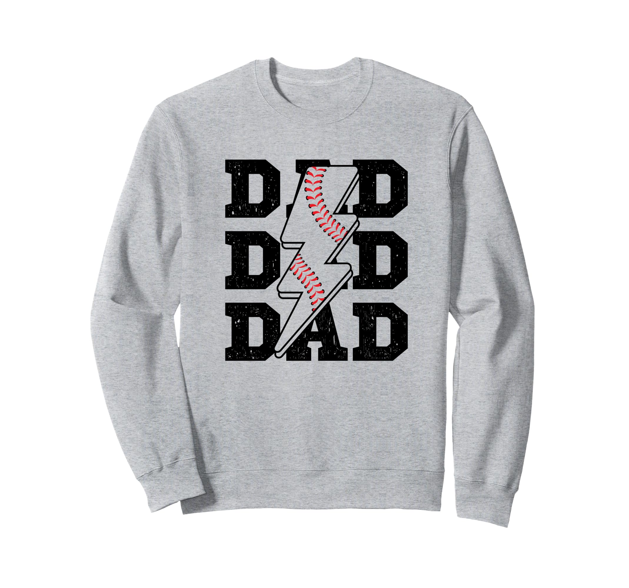 Baseball Dad Distressed Lightning Sweatshirt - Custom Art Print for Adults - T-Shirt, Sweatshirt, Hoodie