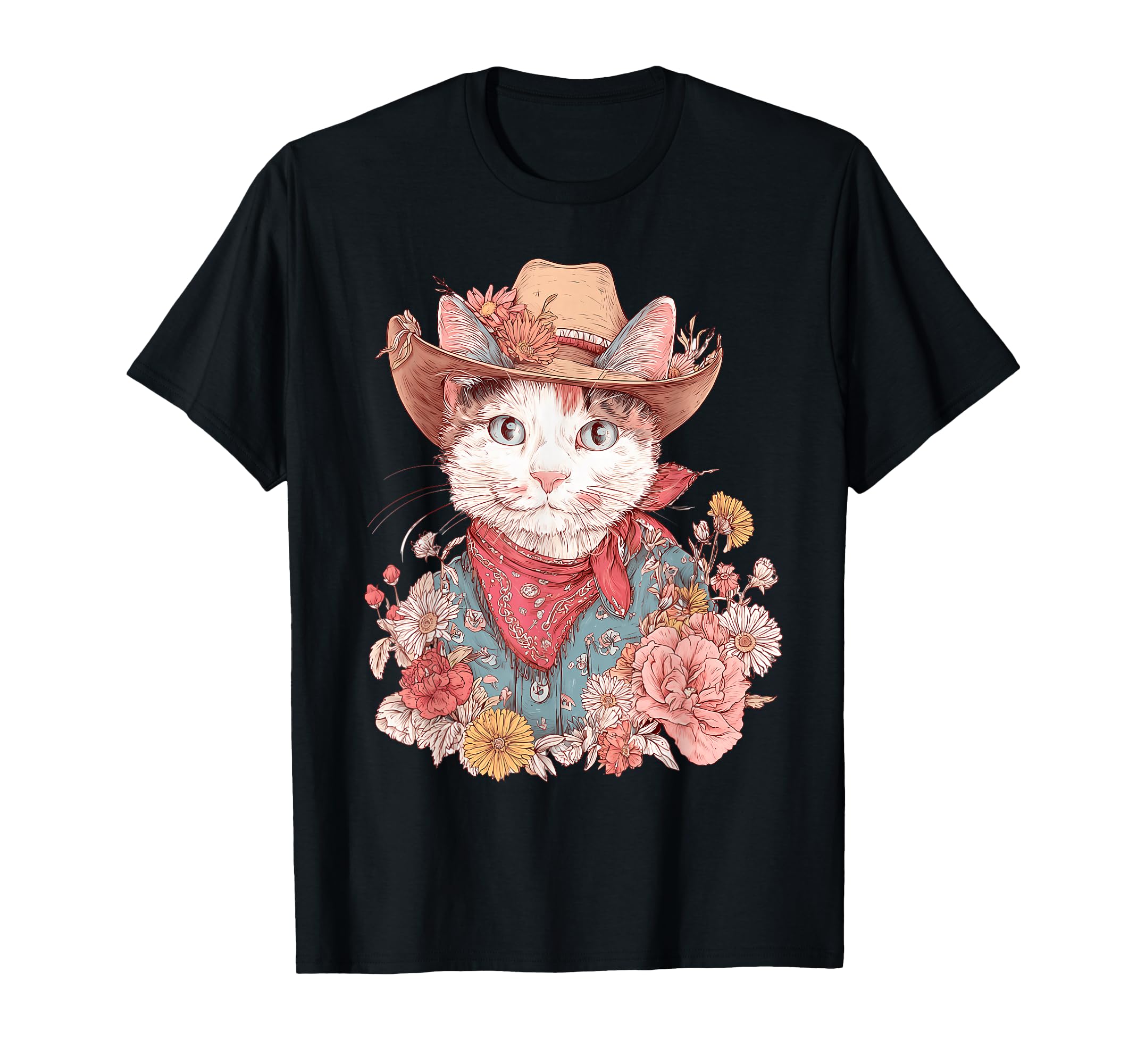 Cat Cowboy Western Country Cowgirl T-Shirt - Fun Novelty Design Men Women - T-Shirt, Sweatshirt, Hoodie