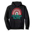 July Boho Rainbow Summer Teacher Family Hoodie - Minimalist Print Unisex - T-Shirt, Sweatshirt, Hoodie