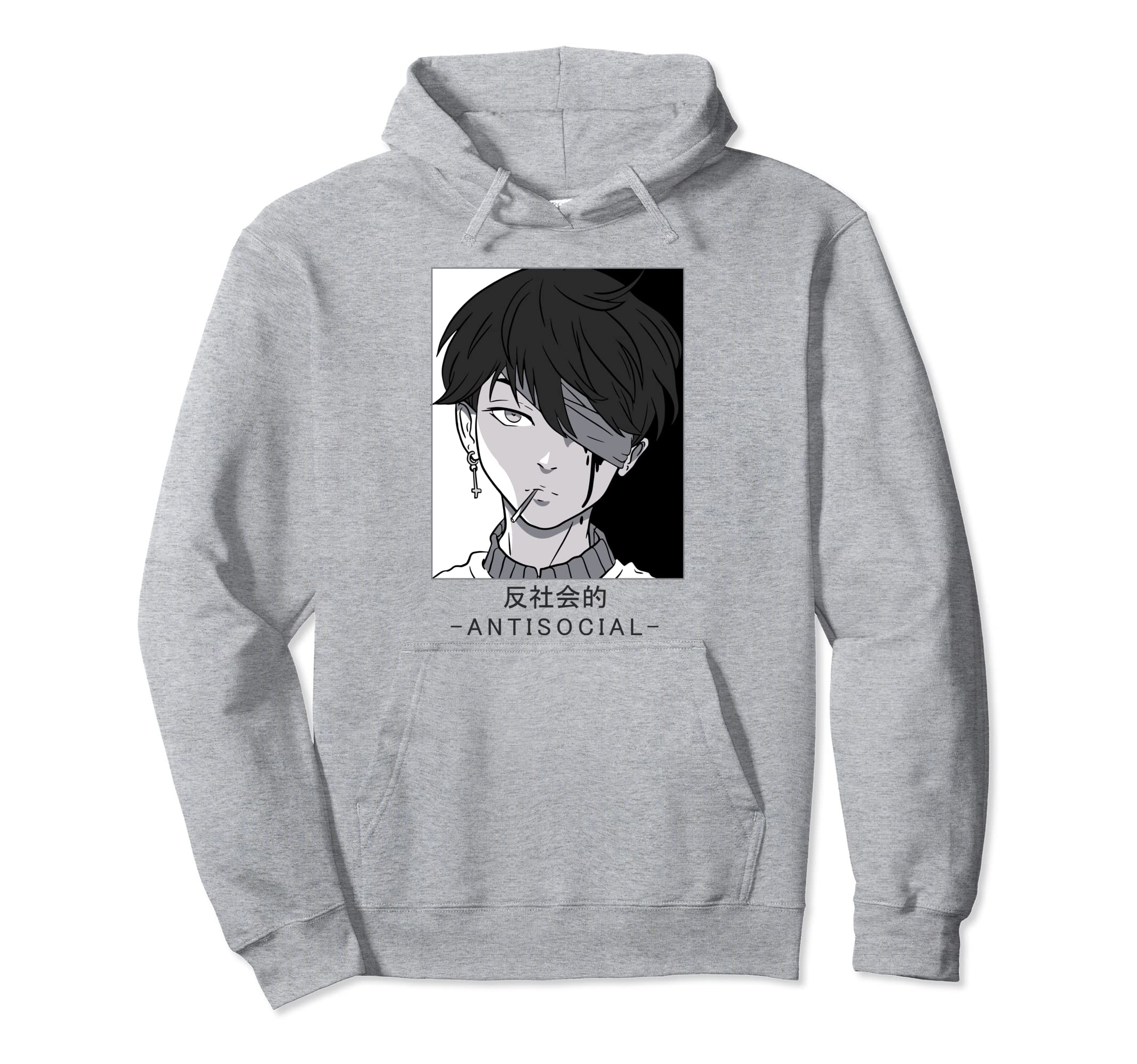 Anti Social Text Vaporwave Anime Hoodie - Custom Art Print for Adults - T-Shirt, Sweatshirt, Hoodie
