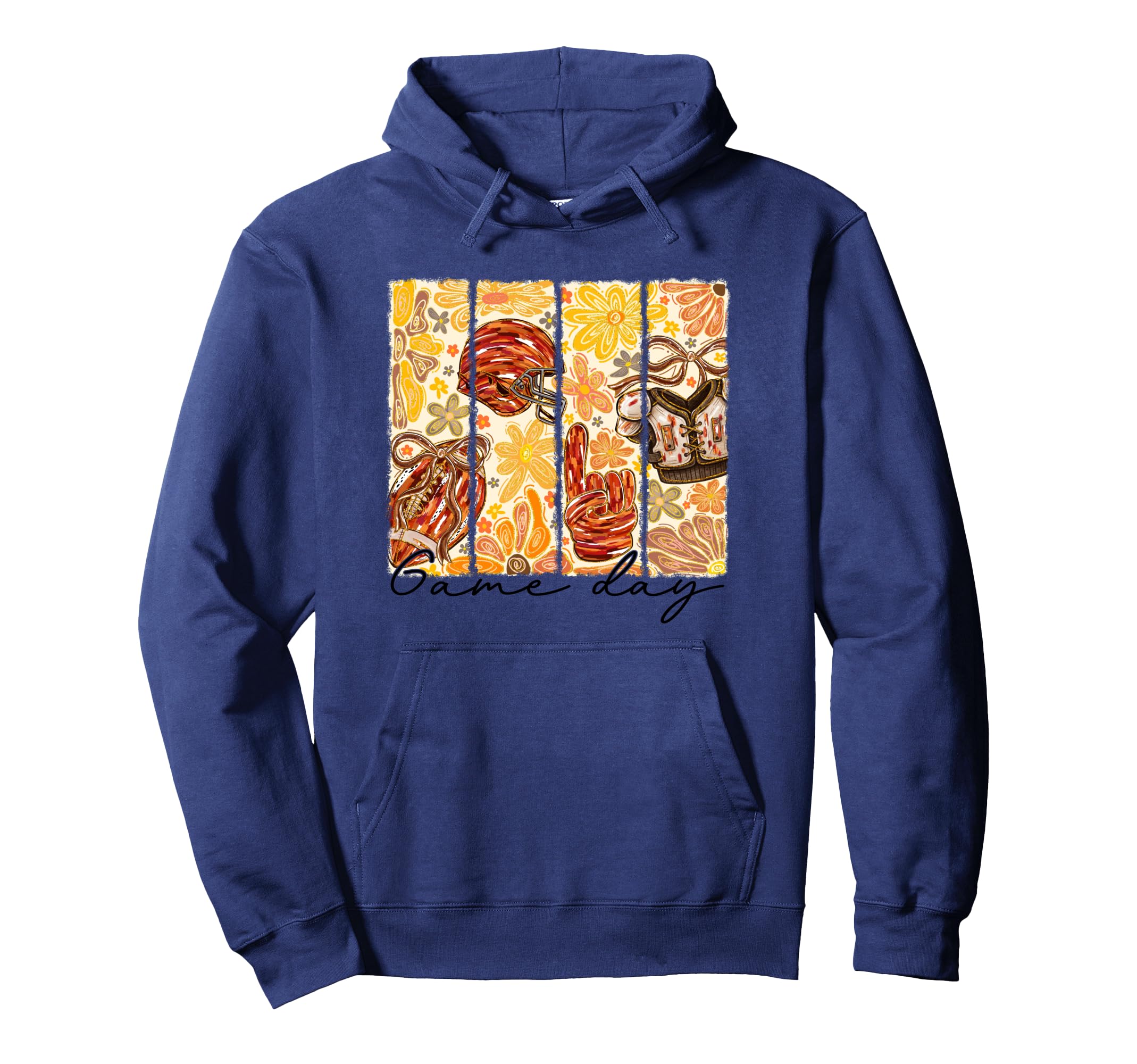 Fall Sports Fan Boho Flower Football Helmet Hoodie - Unique Graphic Unisex - T-Shirt, Sweatshirt, Hoodie