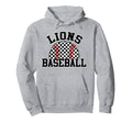 Lions Baseball Checkered Lion Hoodie - Custom Art Print for Adults - T-Shirt, Sweatshirt, Hoodie