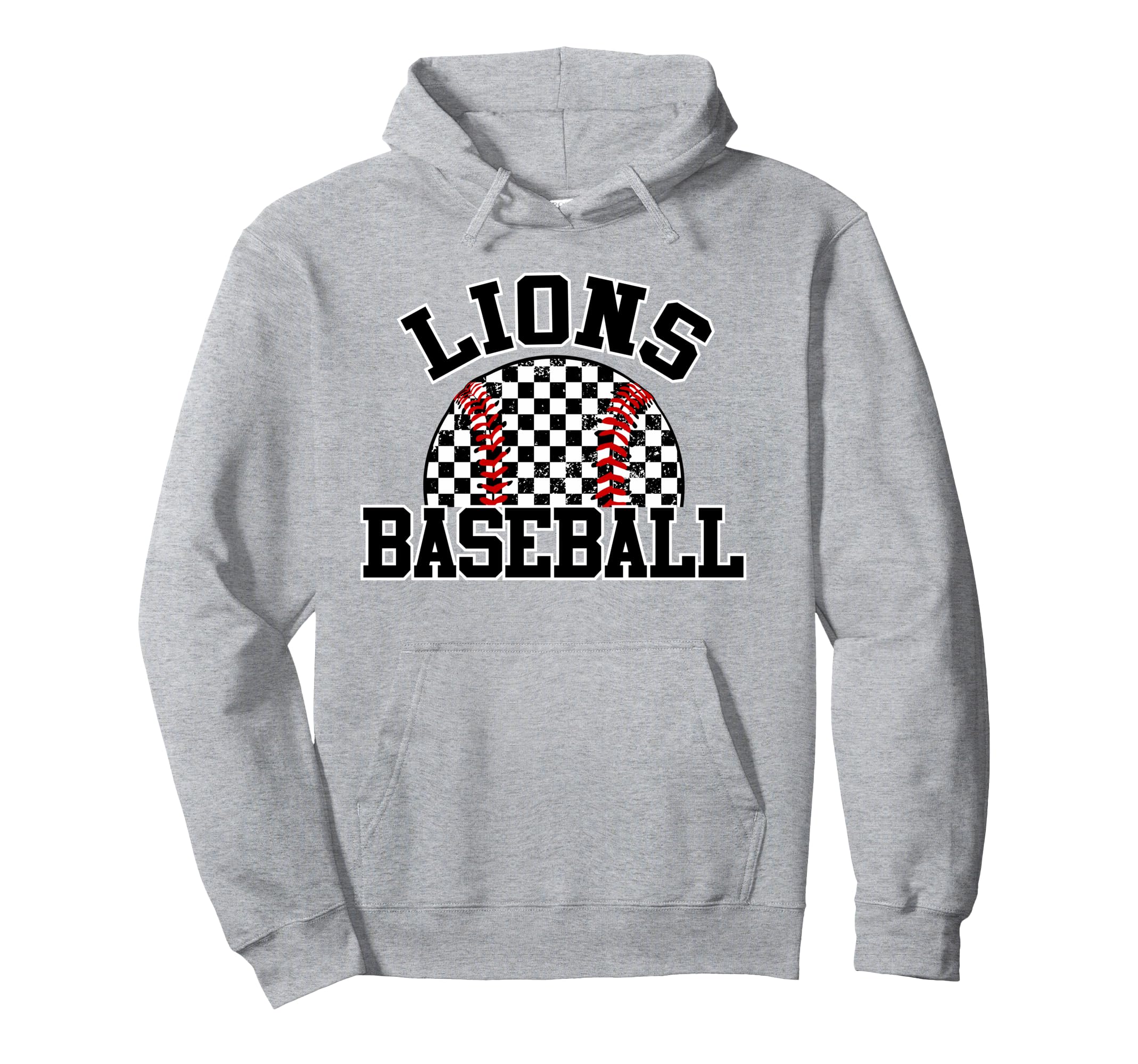 Lions Baseball Checkered Lion Hoodie - Custom Art Print for Adults - T-Shirt, Sweatshirt, Hoodie