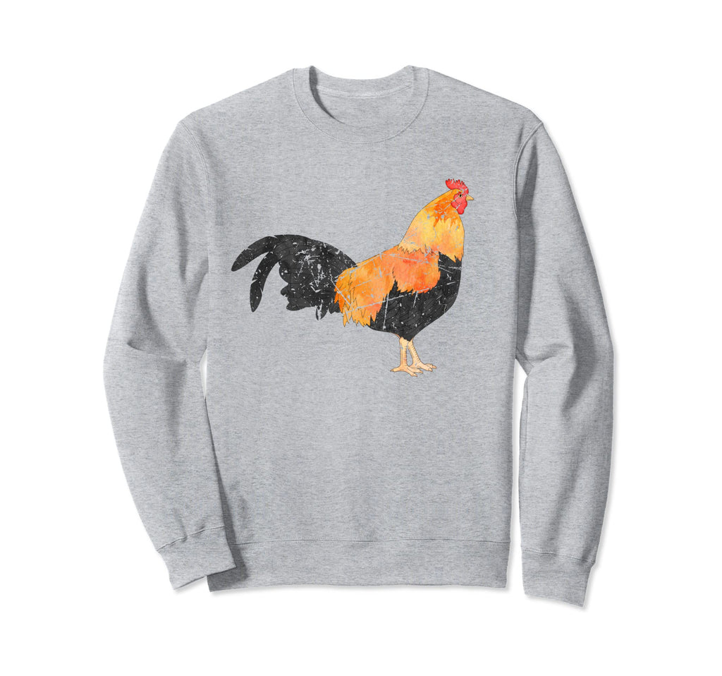 Rooster Distressed Rooster Sweatshirt - Casual Everyday Wear for Adults - T-Shirt, Sweatshirt, Hoodie