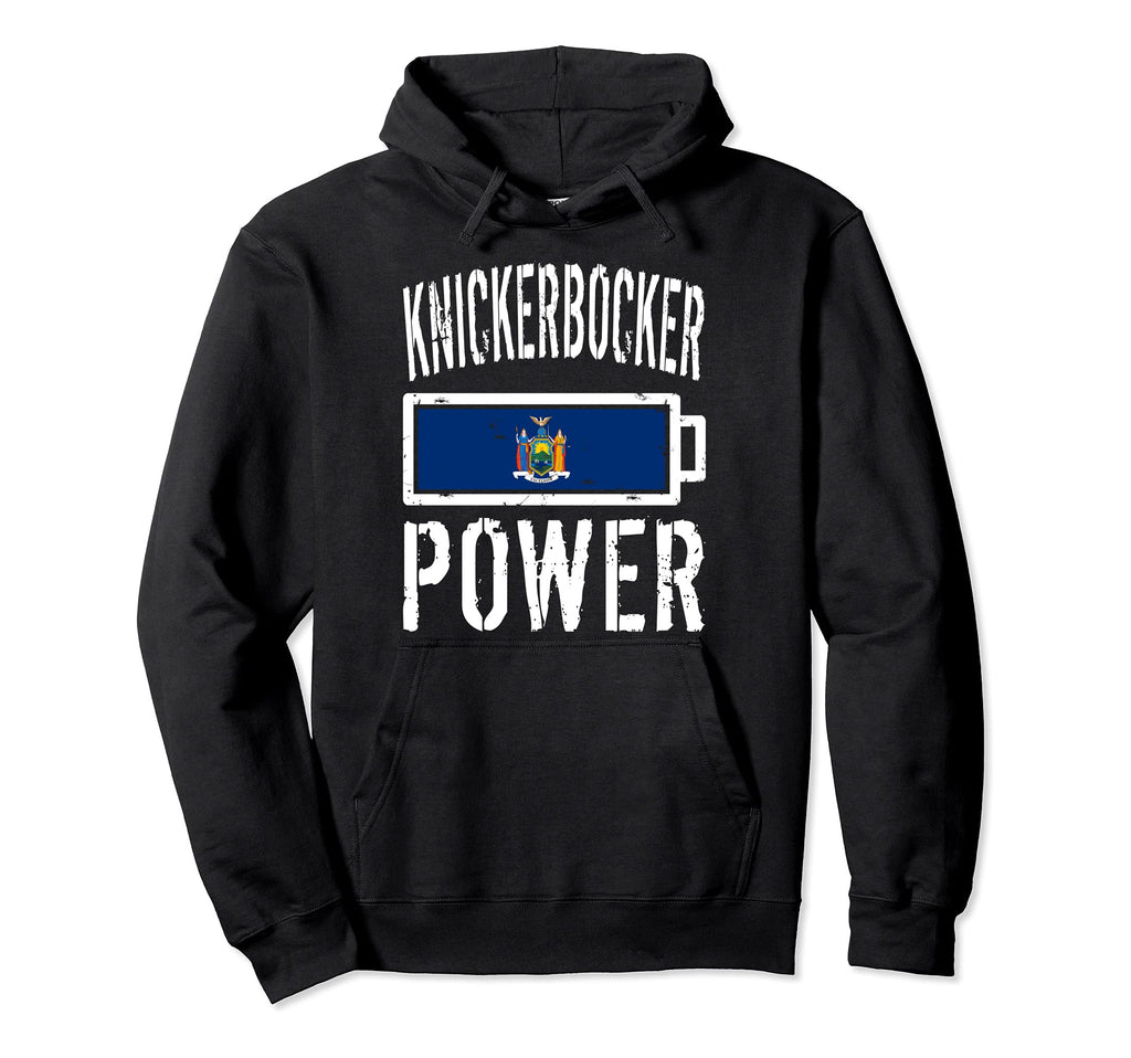 New York Flag Knickerbocker Power Battery Hoodie - Trendy Graphic Unisex - T-Shirt, Sweatshirt, Hoodie