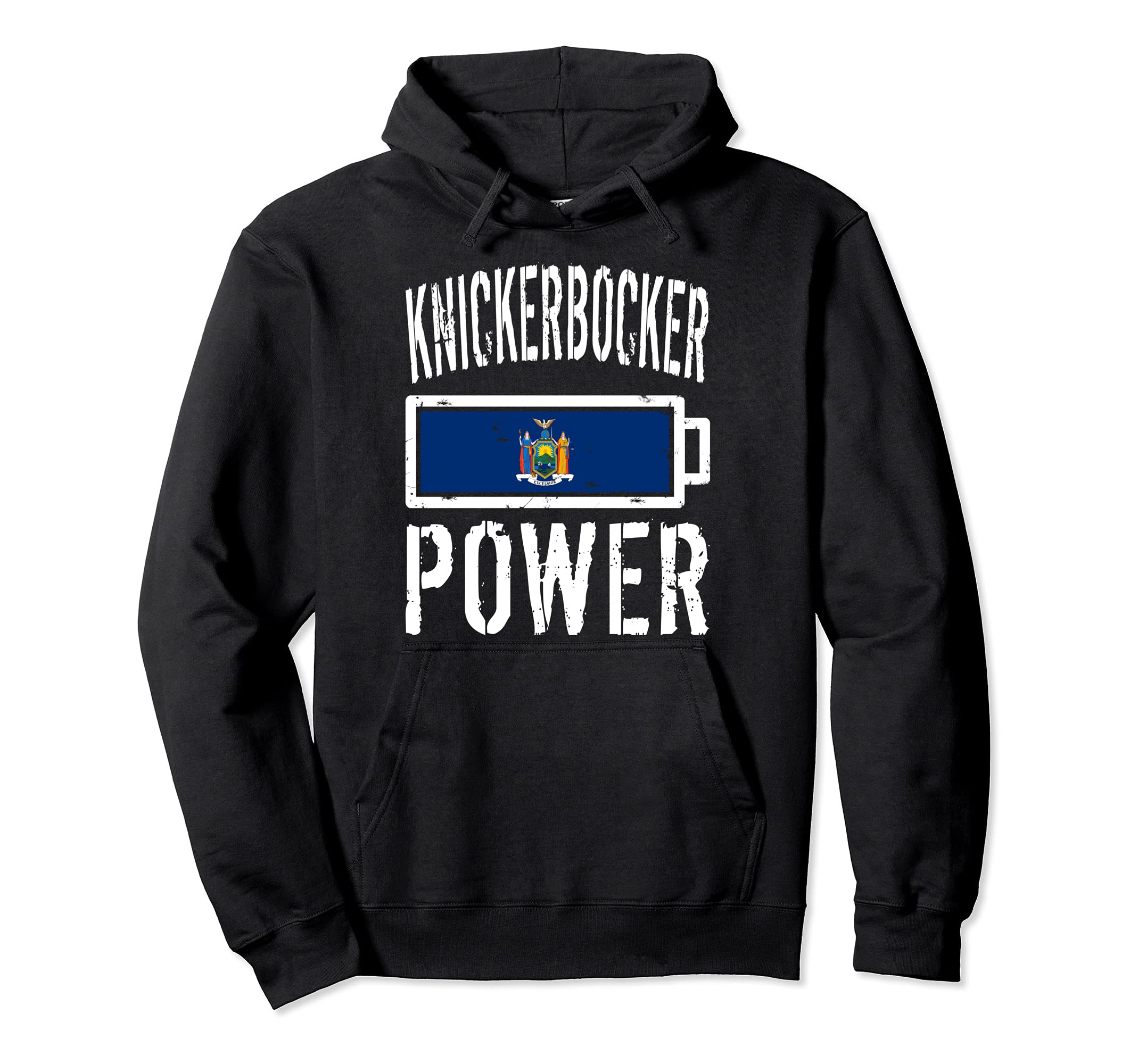 New York Flag Knickerbocker Power Battery Hoodie - Trendy Graphic Unisex - T-Shirt, Sweatshirt, Hoodie