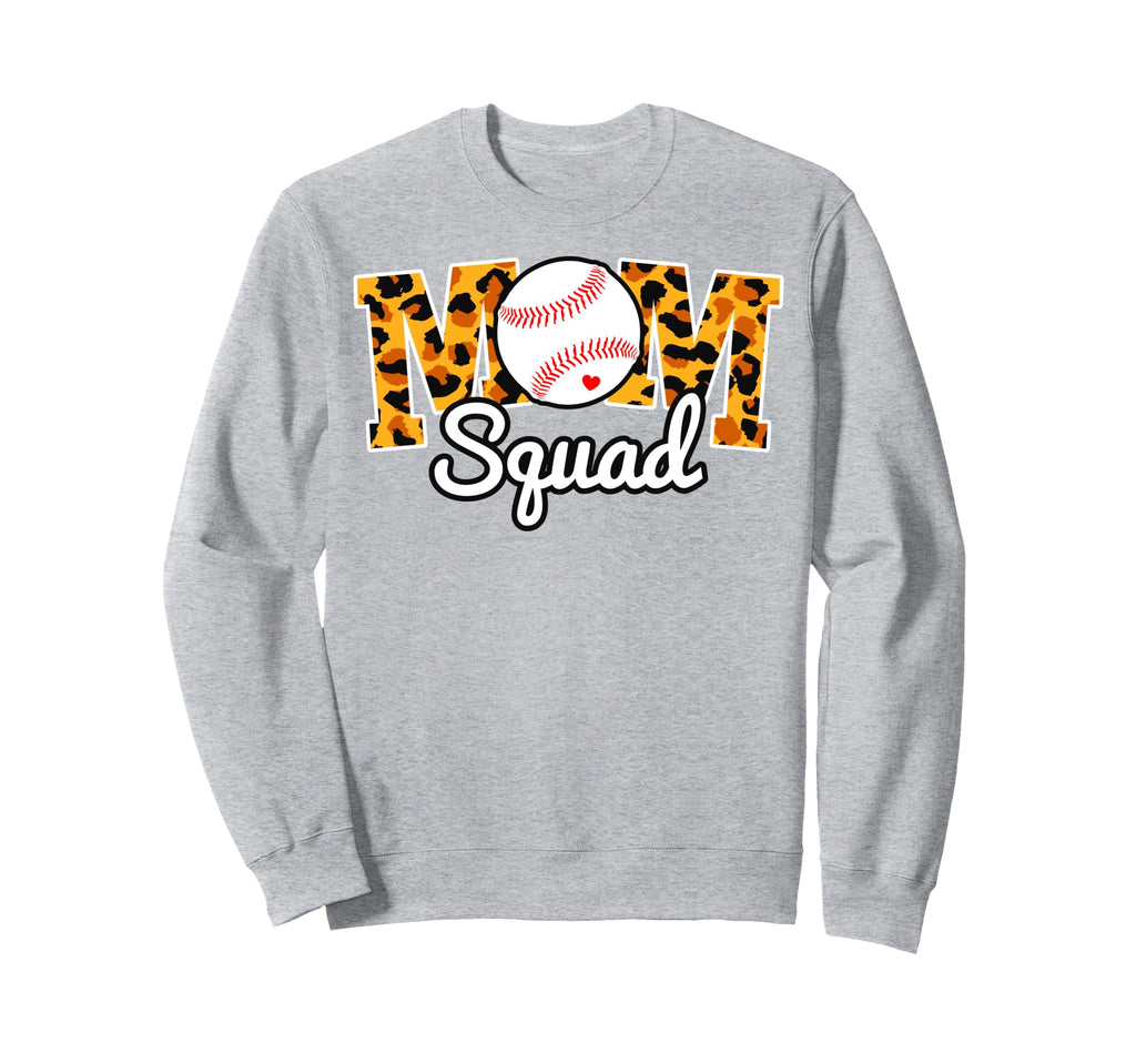 Mom Squad Baseball Mama Softball Sweatshirt - Graphic Print for Adults - T-Shirt, Sweatshirt, Hoodie