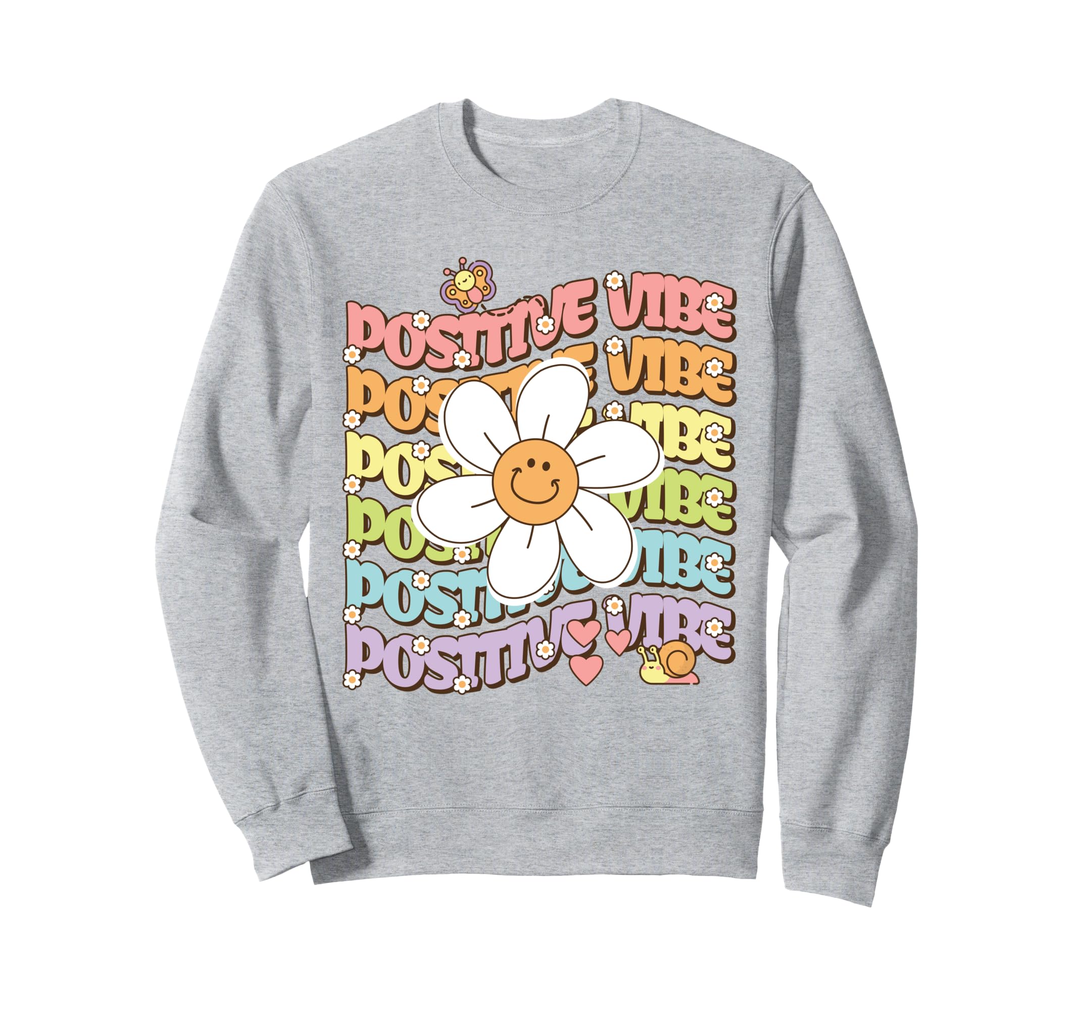 Positive Vibe Smile Daisy Flower Boho Sweatshirt - Novelty Apparel Unisex - T-Shirt, Sweatshirt, Hoodie