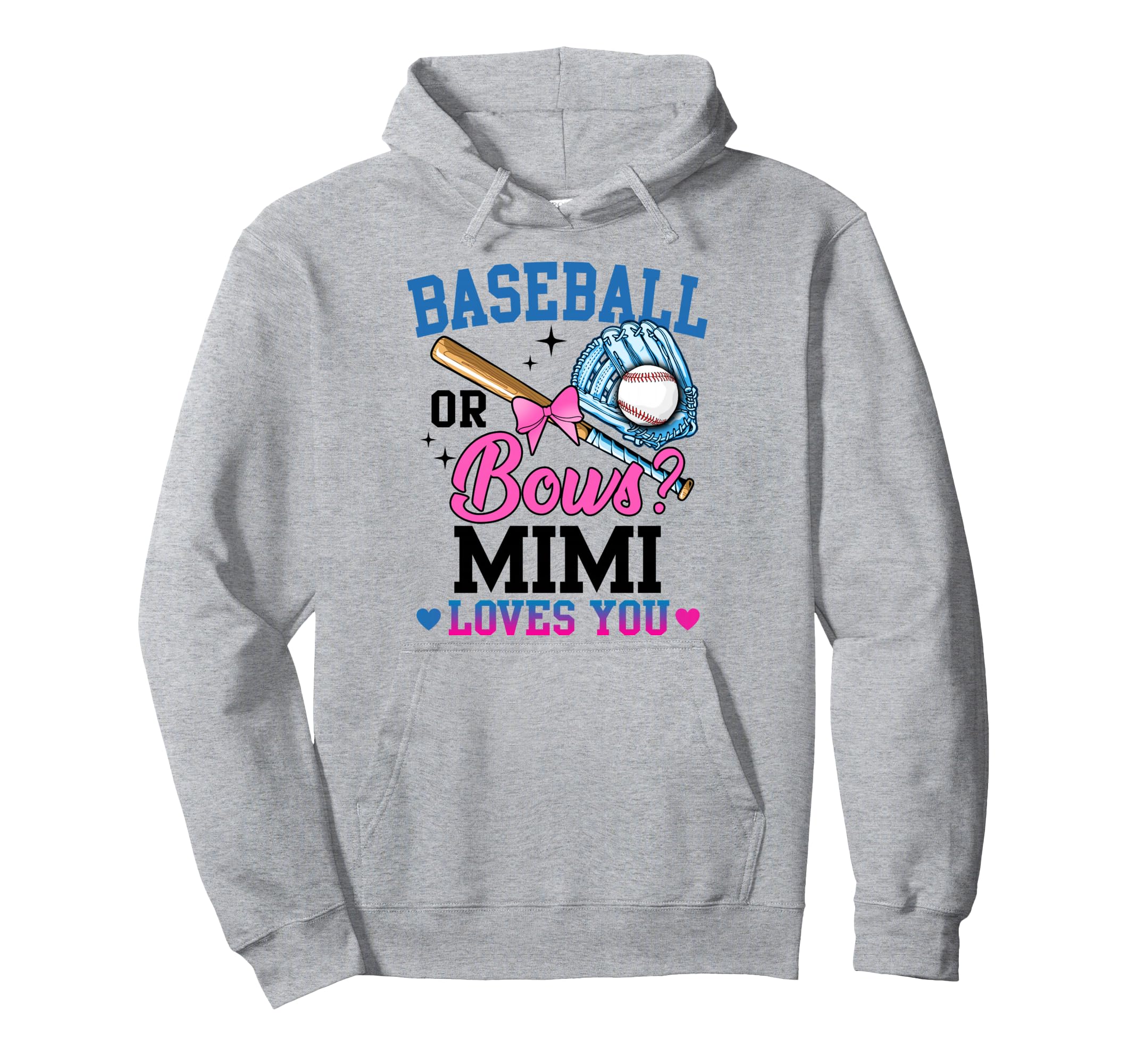 Gender Reveal Baseball Or Bows Mimi Loves Hoodie - Custom Art Print Unisex - T-Shirt, Sweatshirt, Hoodie