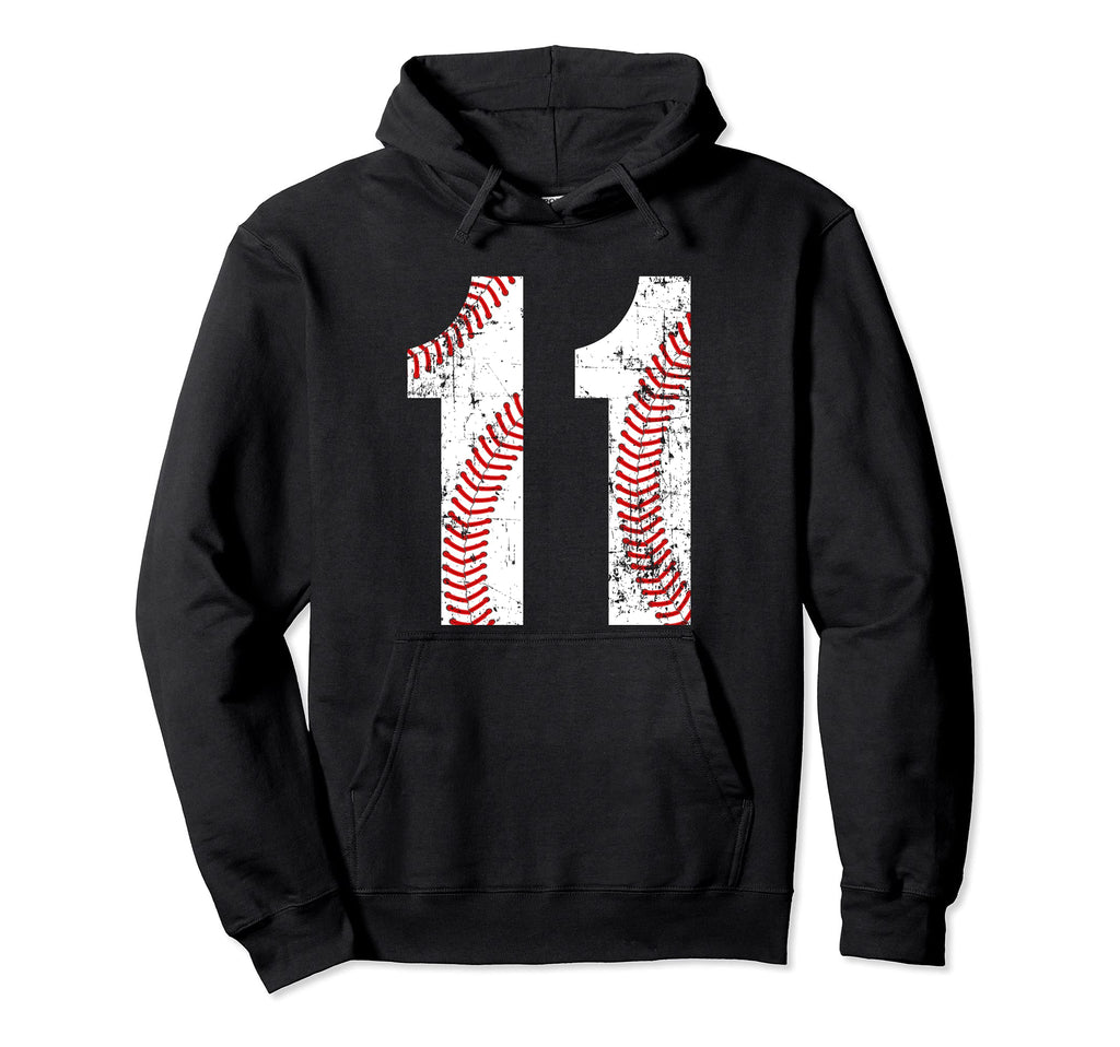Baseball 11 Jersey Number Hoodie - Unique Graphic Unisex - T-Shirt, Sweatshirt, Hoodie