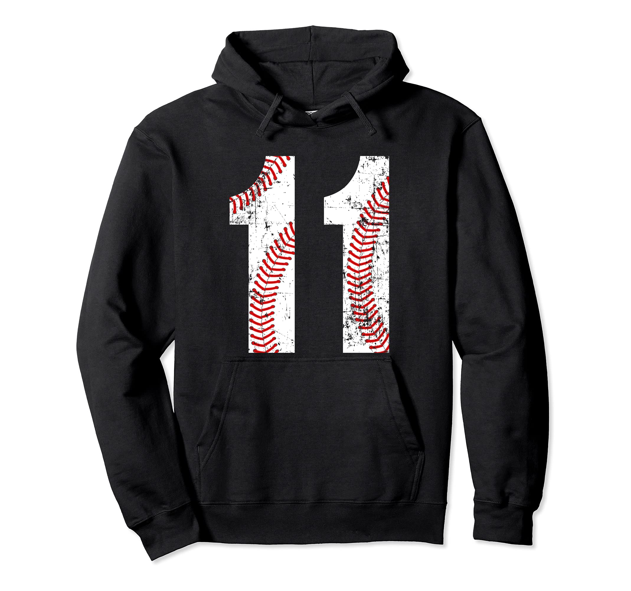 Baseball 11 Jersey Number Hoodie - Unique Graphic Unisex - T-Shirt, Sweatshirt, Hoodie