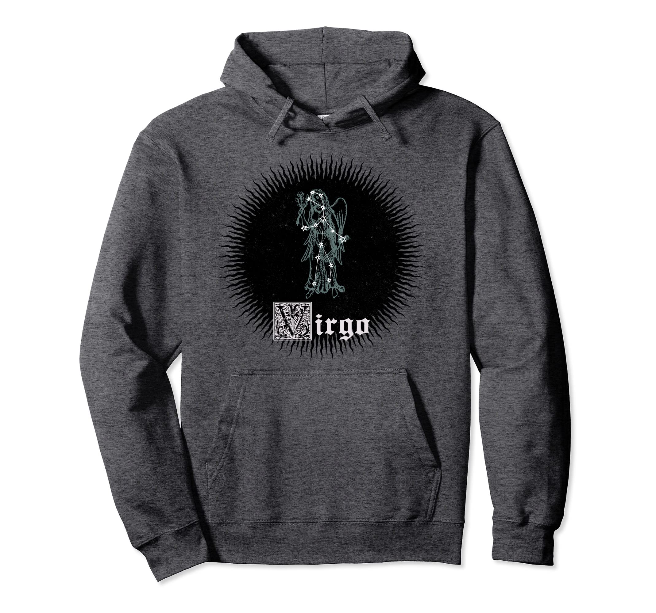 Virgo Zodiac Sign Occult Distressed Hoodie - Novelty Apparel Unisex - T-Shirt, Sweatshirt, Hoodie