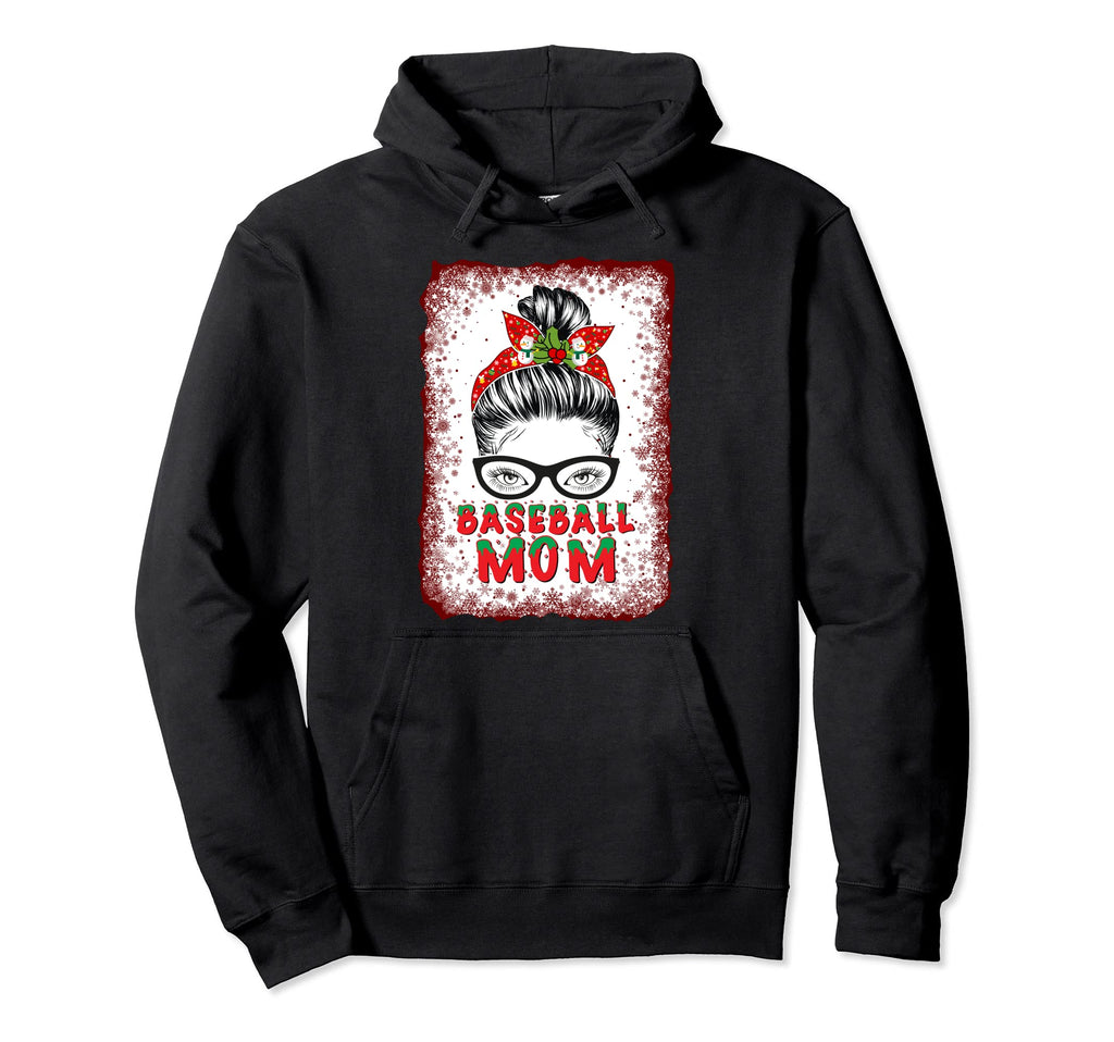 Baseball Mother Messy Bun Mom Hoodie - Graphic Print Unisex - T-Shirt, Sweatshirt, Hoodie