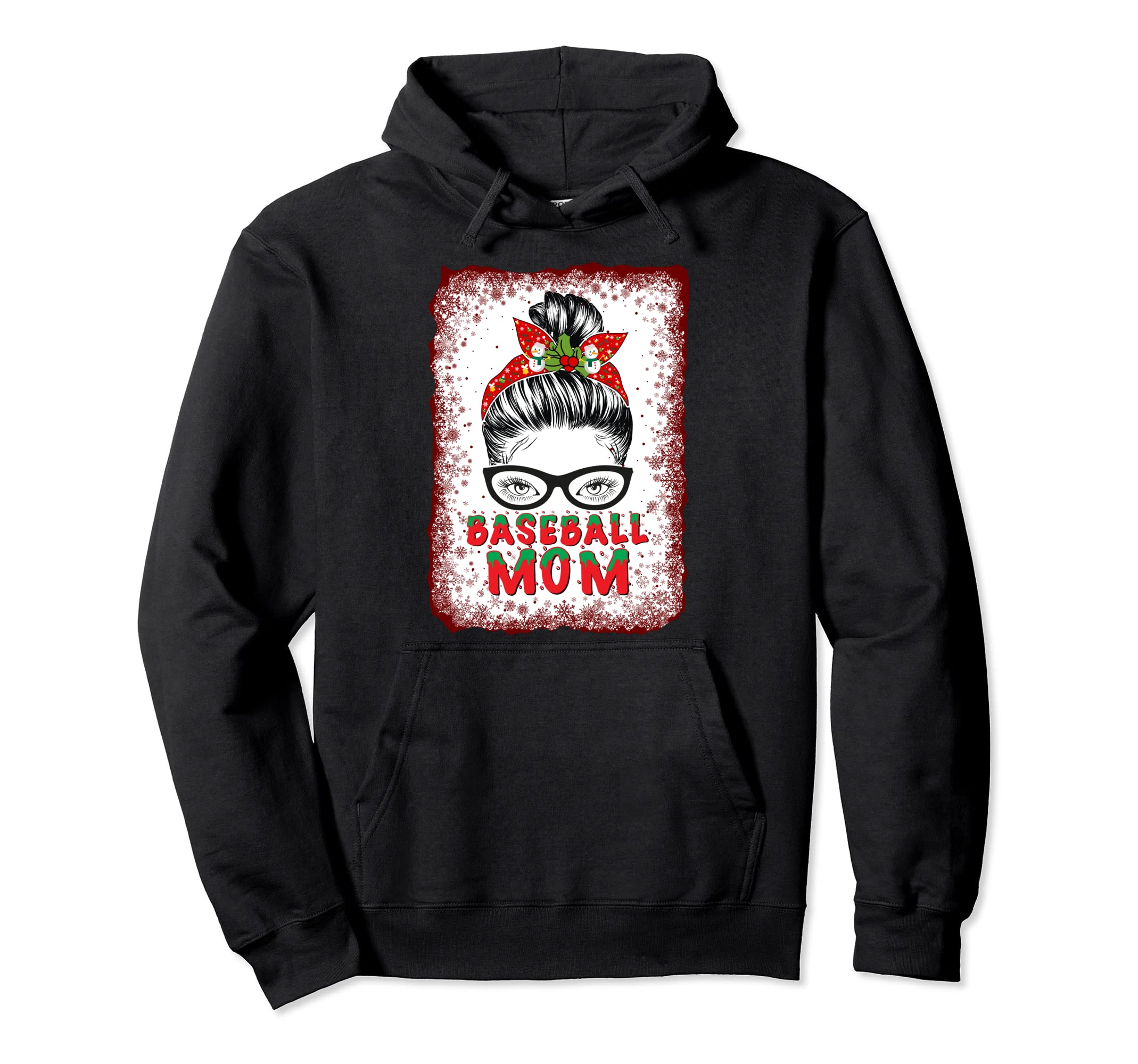 Baseball Mother Messy Bun Mom Hoodie - Graphic Print Unisex - T-Shirt, Sweatshirt, Hoodie