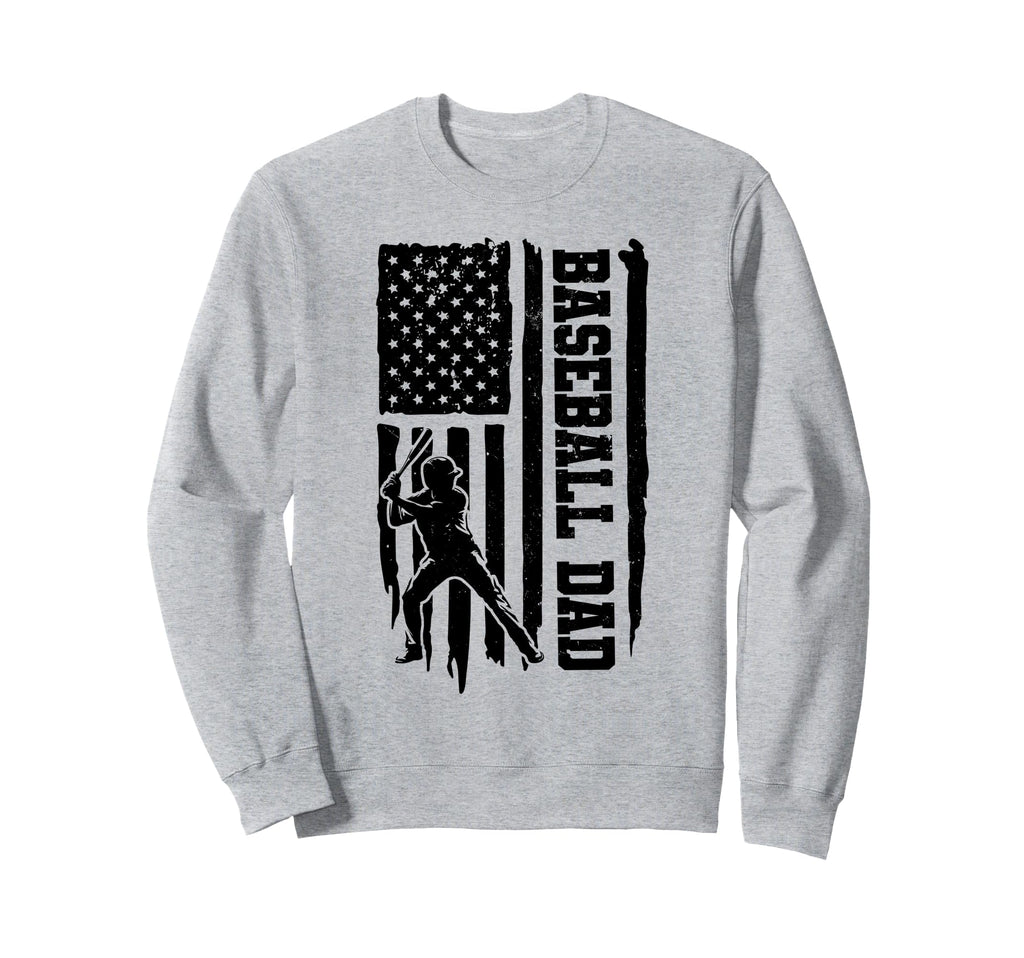 Baseball Dad American Usa Flag Sweatshirt - Minimalist Print for Adults - T-Shirt, Sweatshirt, Hoodie