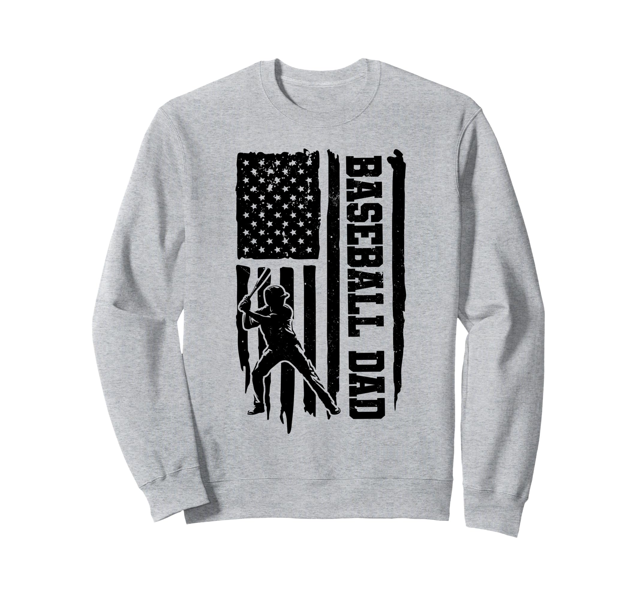 Baseball Dad American Usa Flag Sweatshirt - Minimalist Print for Adults - T-Shirt, Sweatshirt, Hoodie