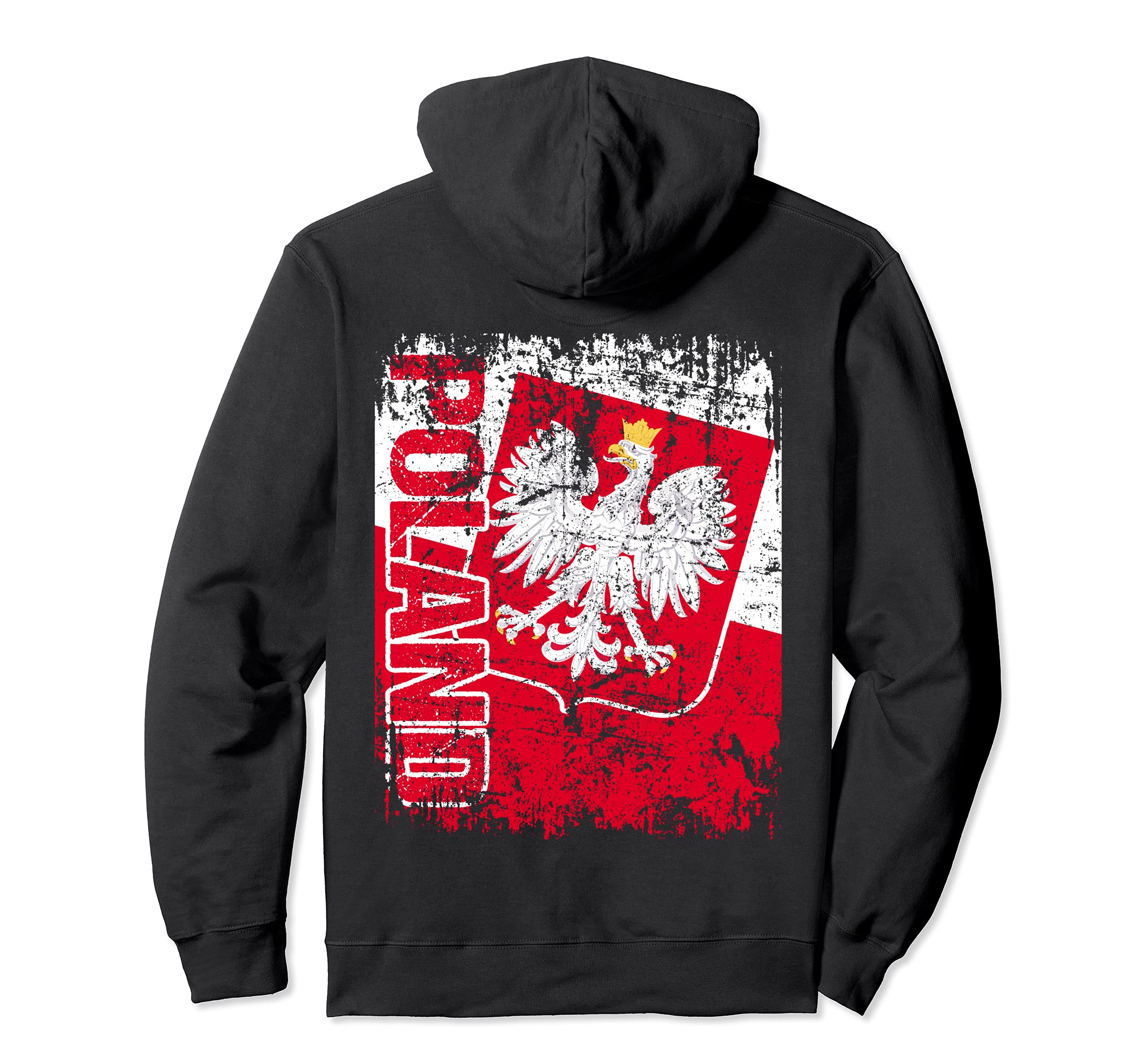 Poland Flag Distressed Poland Hoodie - Fun Novelty Design Unisex - T-Shirt, Sweatshirt, Hoodie