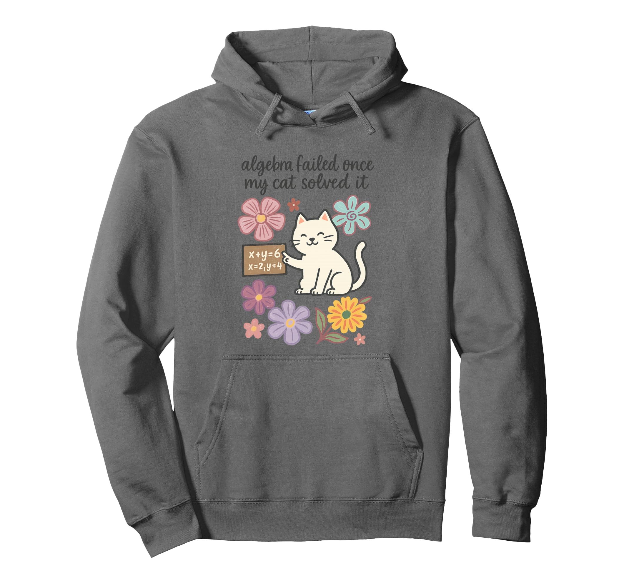 Funny Cat Solved Algebra Nerd Math Hoodie - Novelty Apparel for Adults - T-Shirt, Sweatshirt, Hoodie