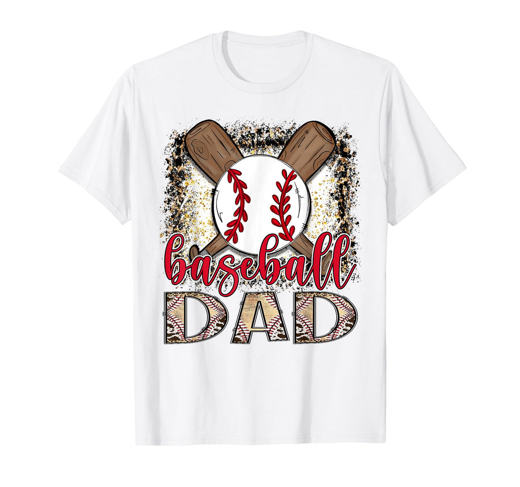 Baseball Dad Leopard Proud Ball Dad T-Shirt - Casual Everyday Wear Unisex - T-Shirt, Sweatshirt, Hoodie