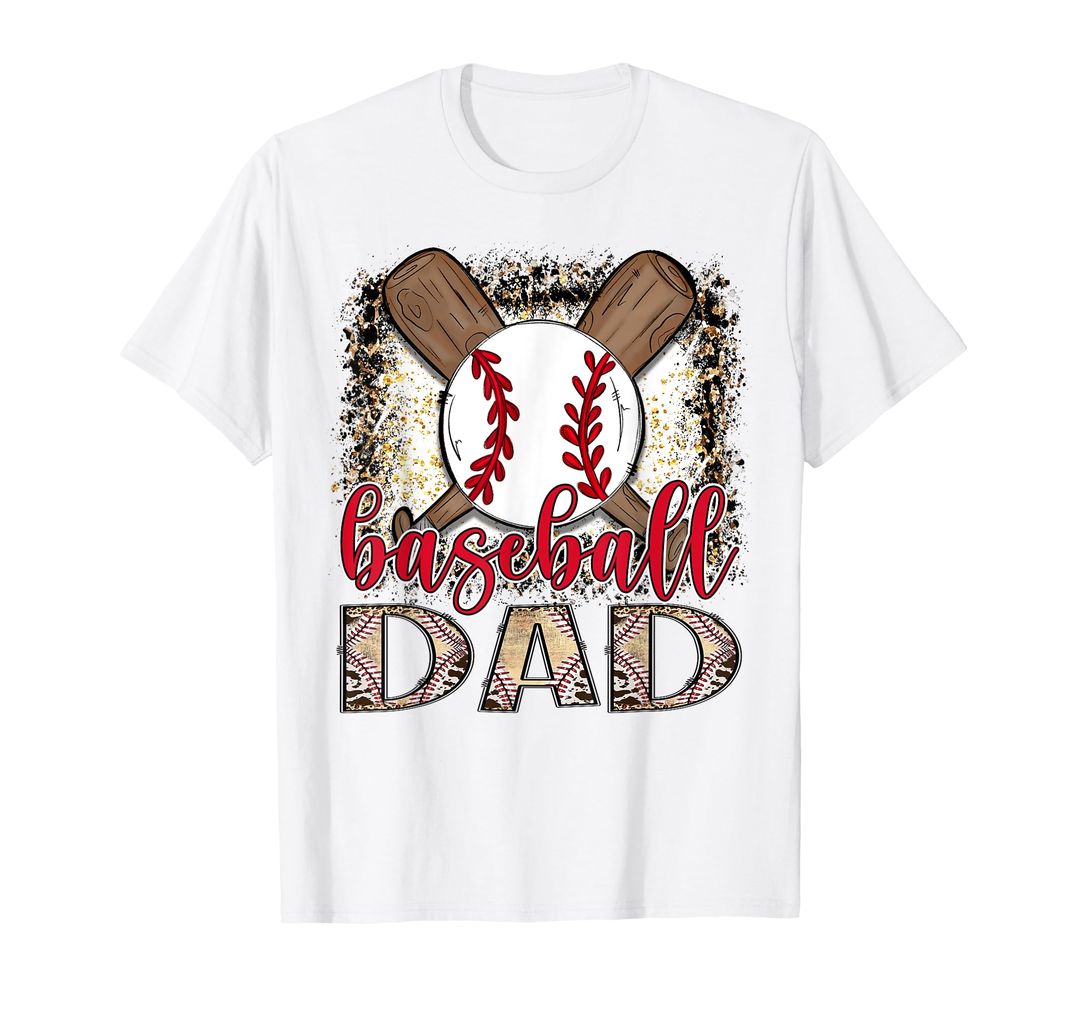 Baseball Dad Leopard Proud Ball Dad T-Shirt - Casual Everyday Wear Unisex - T-Shirt, Sweatshirt, Hoodie