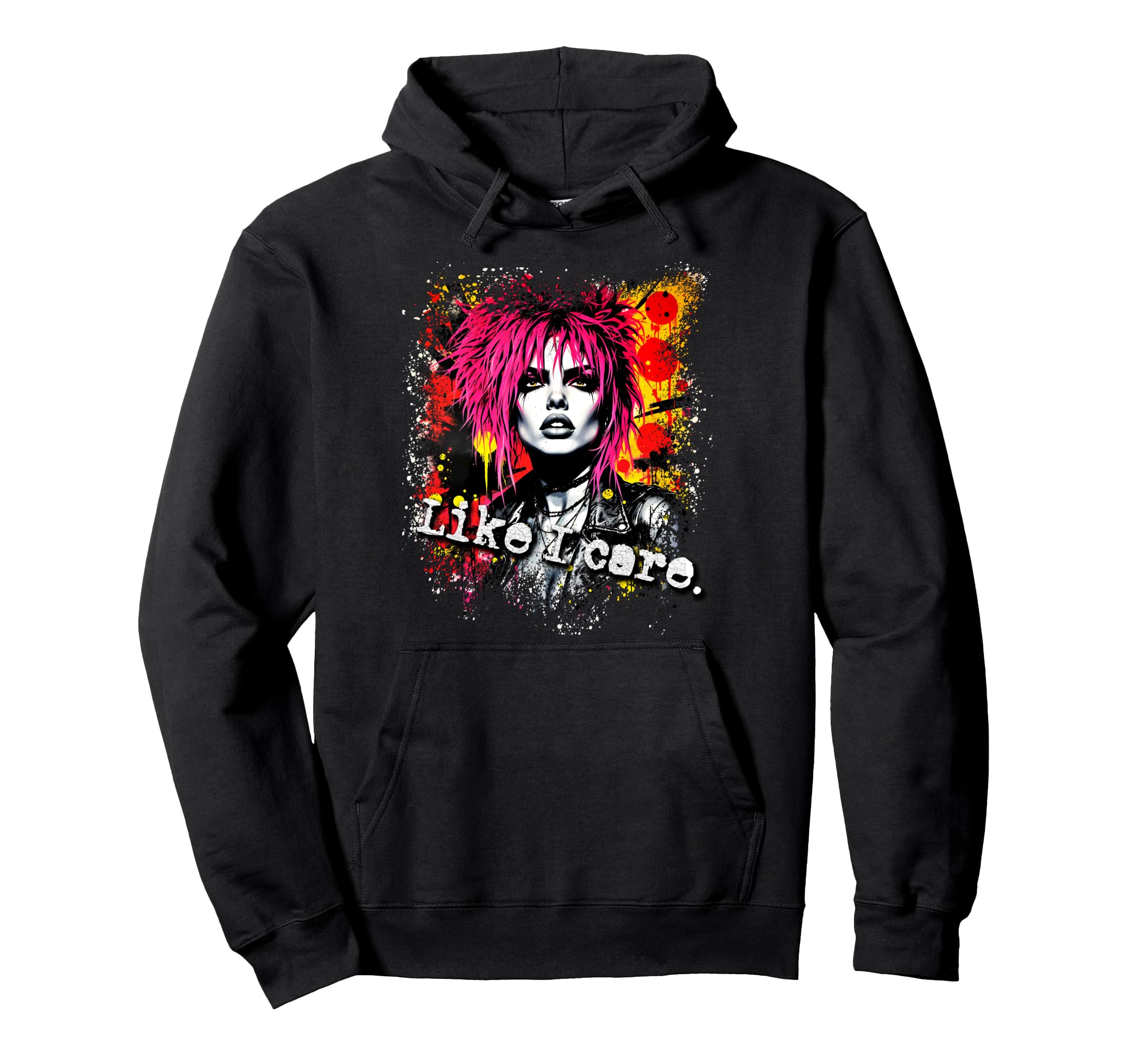 Punk 90S Grunge Distressed Graffiti Hoodie - Fun Novelty Design for Adults - T-Shirt, Sweatshirt, Hoodie