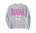 Baseball Mom Coquette Bow Checkered Mama Sweatshirt - Graphic Print Unisex - T-Shirt, Sweatshirt, Hoodie