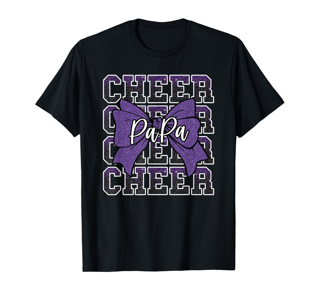 Cheer Papa Dad Bow Sport Cheerleader T-Shirt - Minimalist Print Unisex - T-Shirt, Sweatshirt, Hoodie