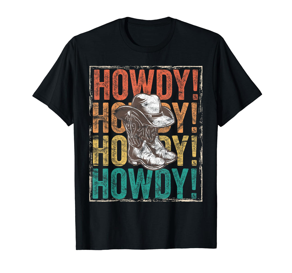 Howdy Barn Dance Rodeo Distressed T-Shirt - Minimalist Print for Adults - T-Shirt, Sweatshirt, Hoodie